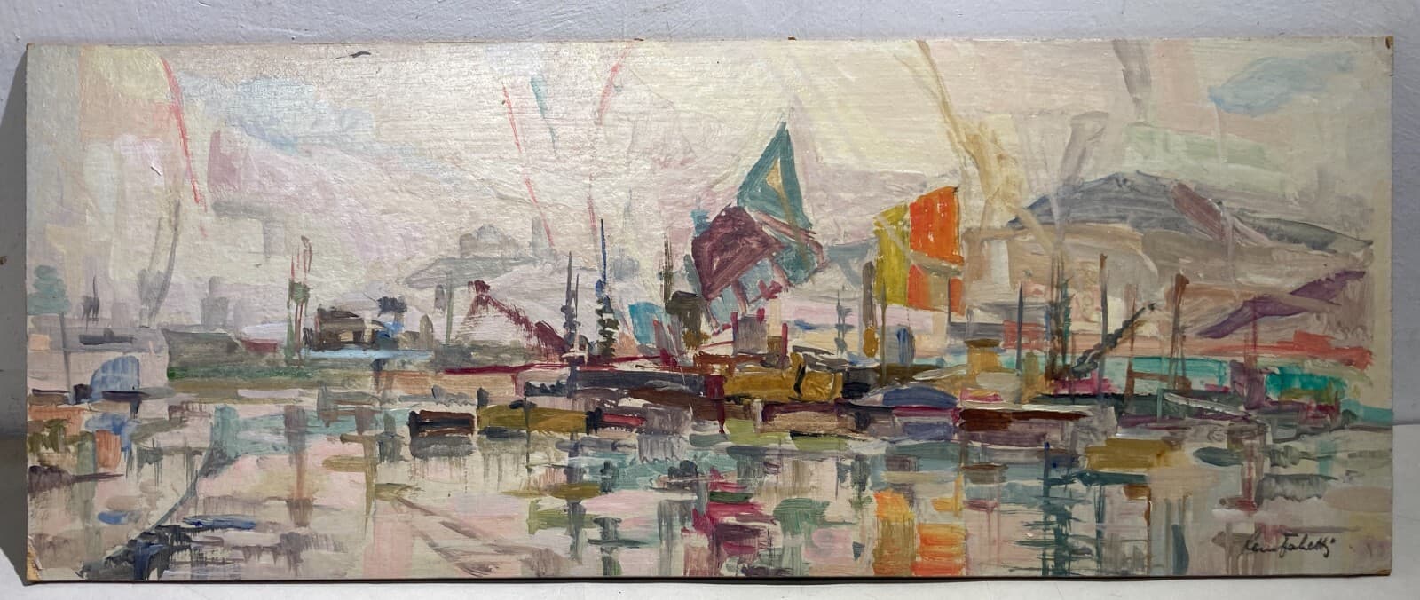 Marche, Ancona: Veduta Portuale Di Reno Fabretti, Arte Del '900