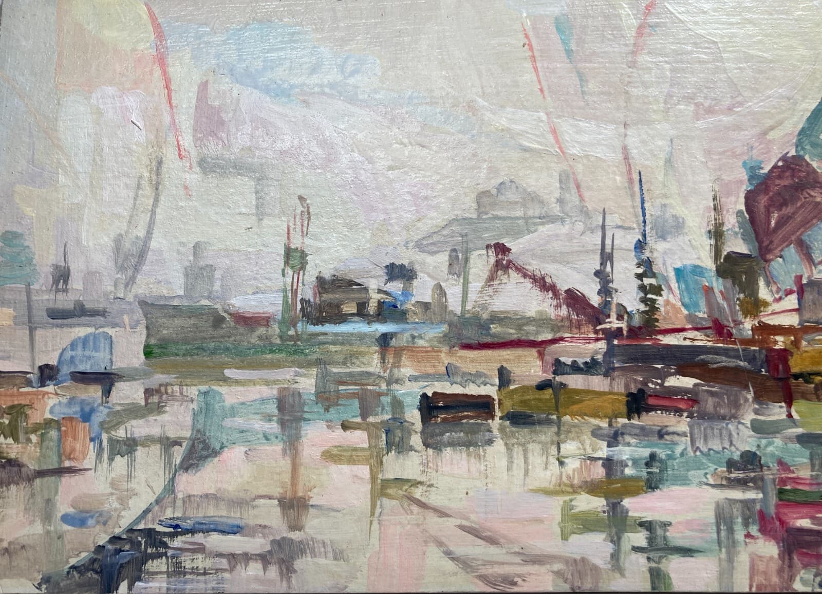 Marche, Ancona: Veduta Portuale Di Reno Fabretti, Arte Del '900