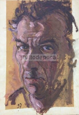 Giuseppe Piermarini (1890 1981): Ritratto Maschile, Olio Su Carta, Metà '900