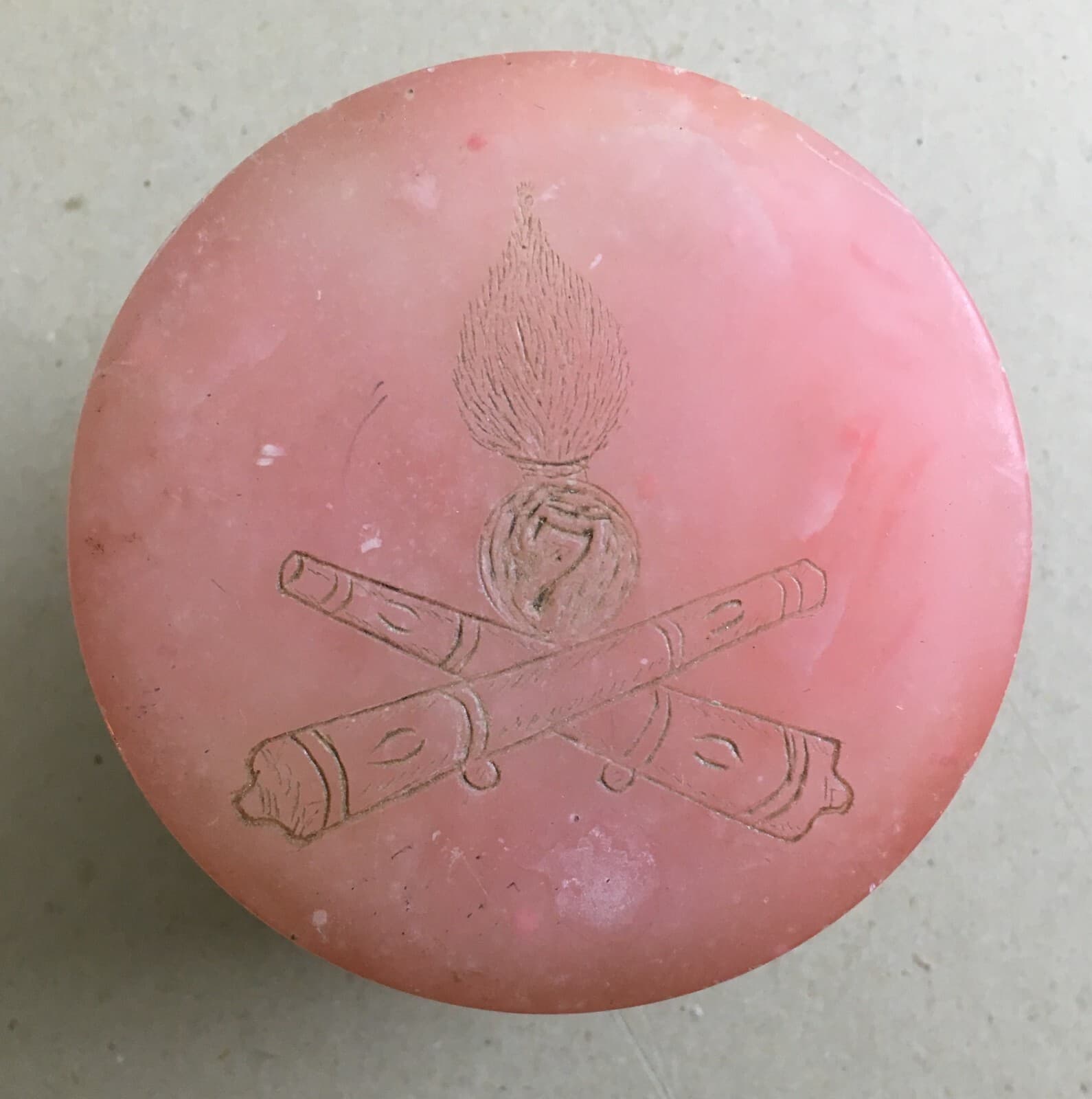 Scatola Militare In Alabastro Rosa Del 7° Reggimento Artiglieria, 1935