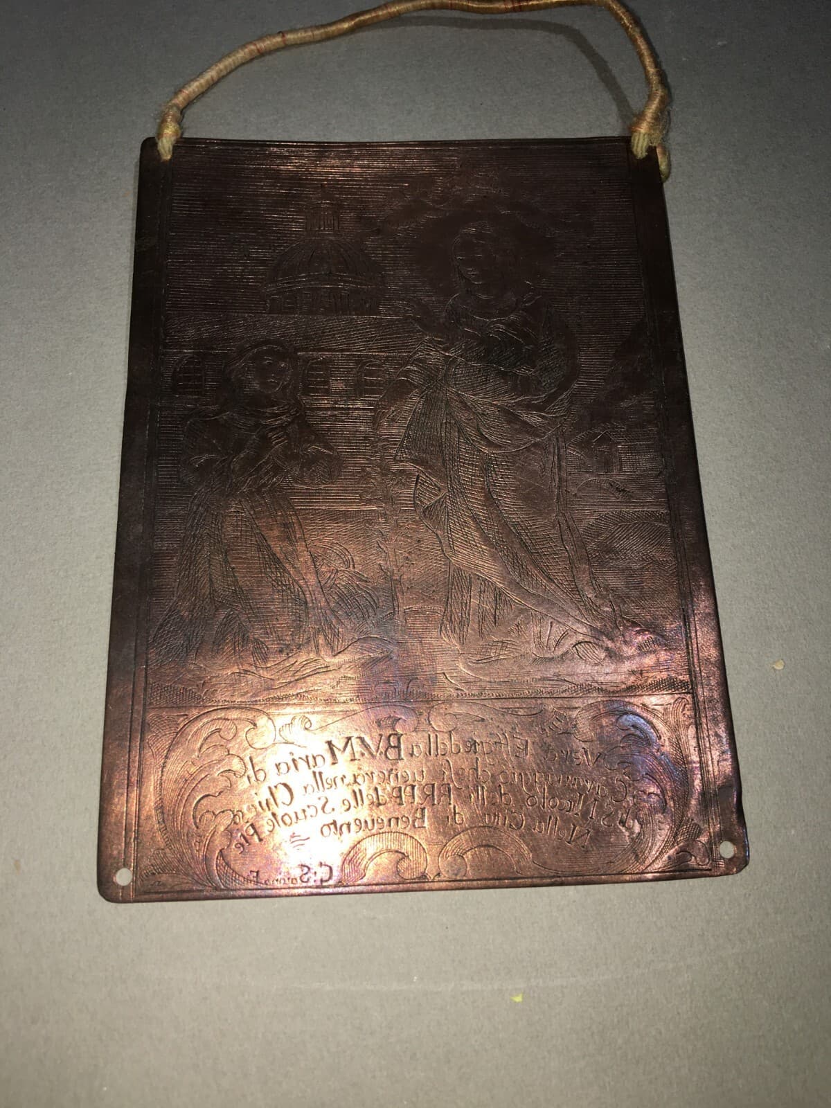 Arte Antica Popolare Devozionale: Benevento, Madonna Di Caravaggio, Lastra In Rame