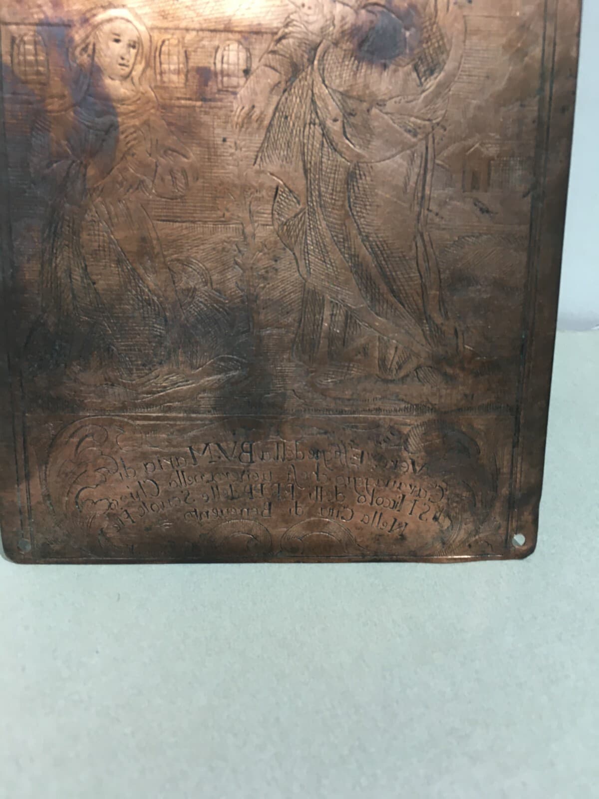 Arte Antica Popolare Devozionale: Benevento, Madonna Di Caravaggio, Lastra In Rame