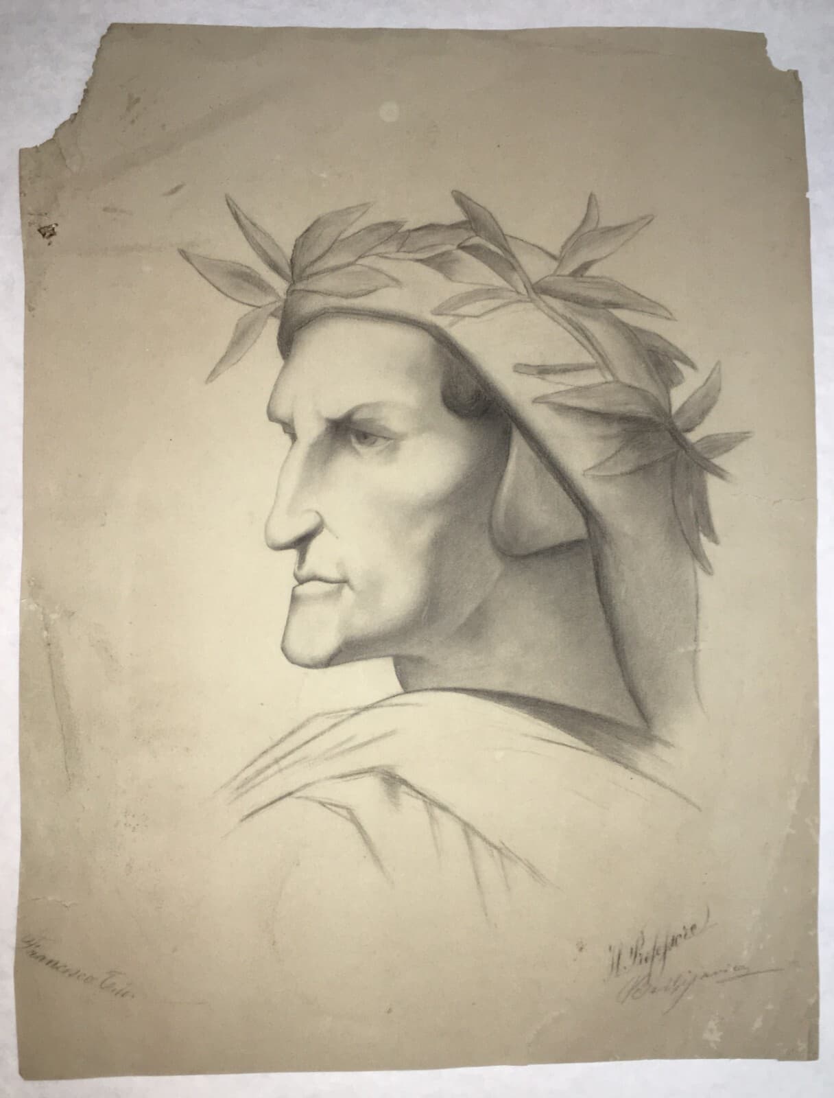 Ritratto Di Dante Alighieri   Disegno Originale Di Francesco Tito