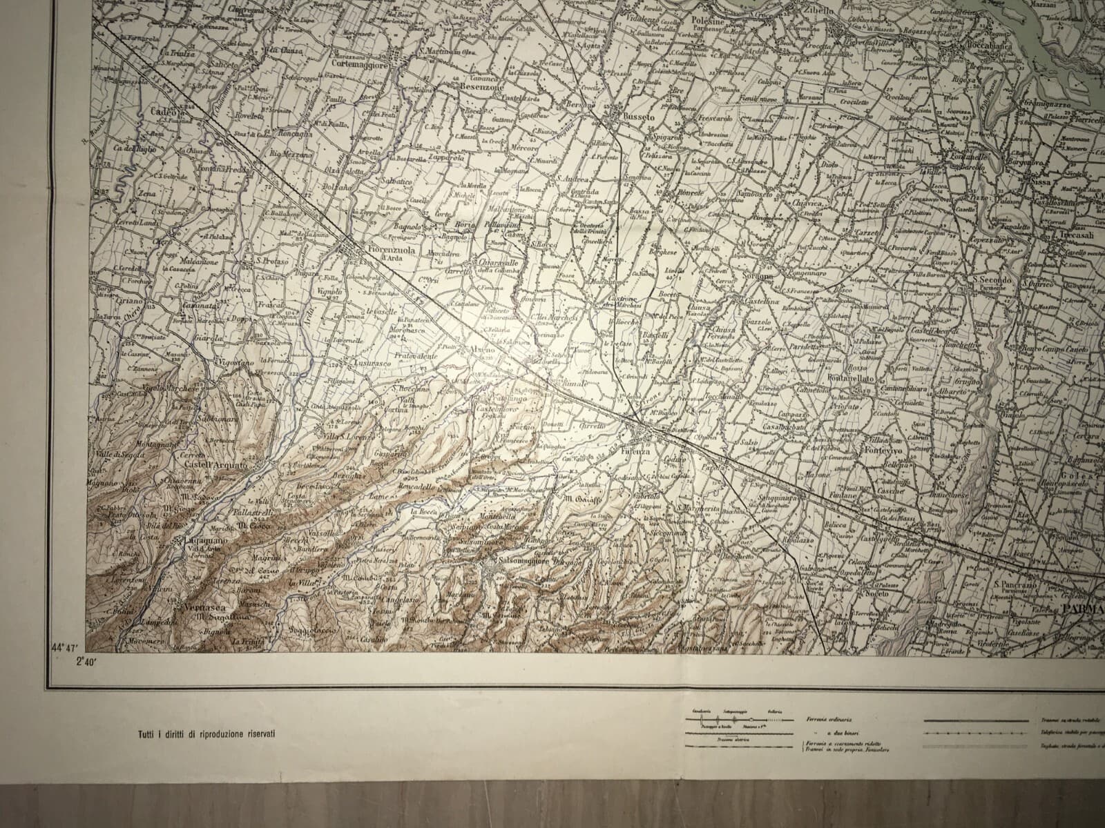 Militaria: Grande Cartografia d'Epoca. Cremona, Parma, Verona, Garda, Rete Stradale