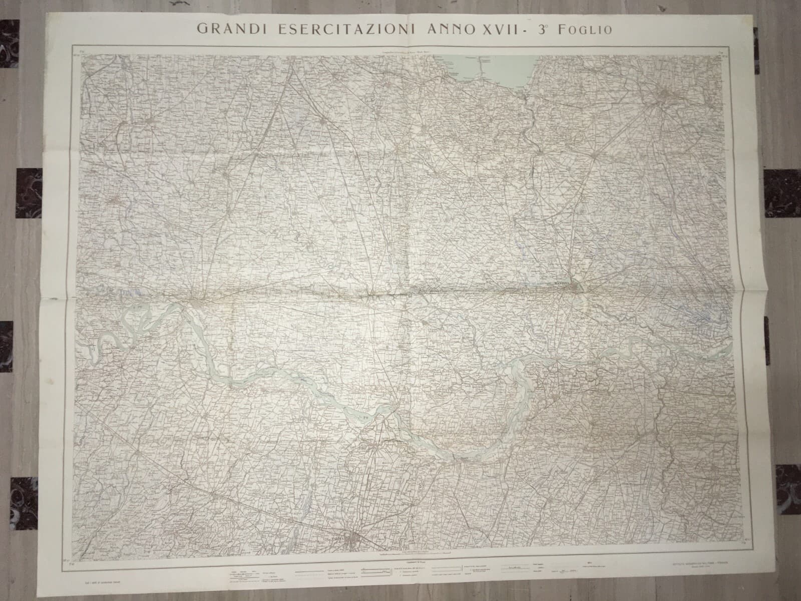 Militaria, Grande Cartografia d'Epoca: Cremona, Parma, Verona, Garda E Viabilità, 1939