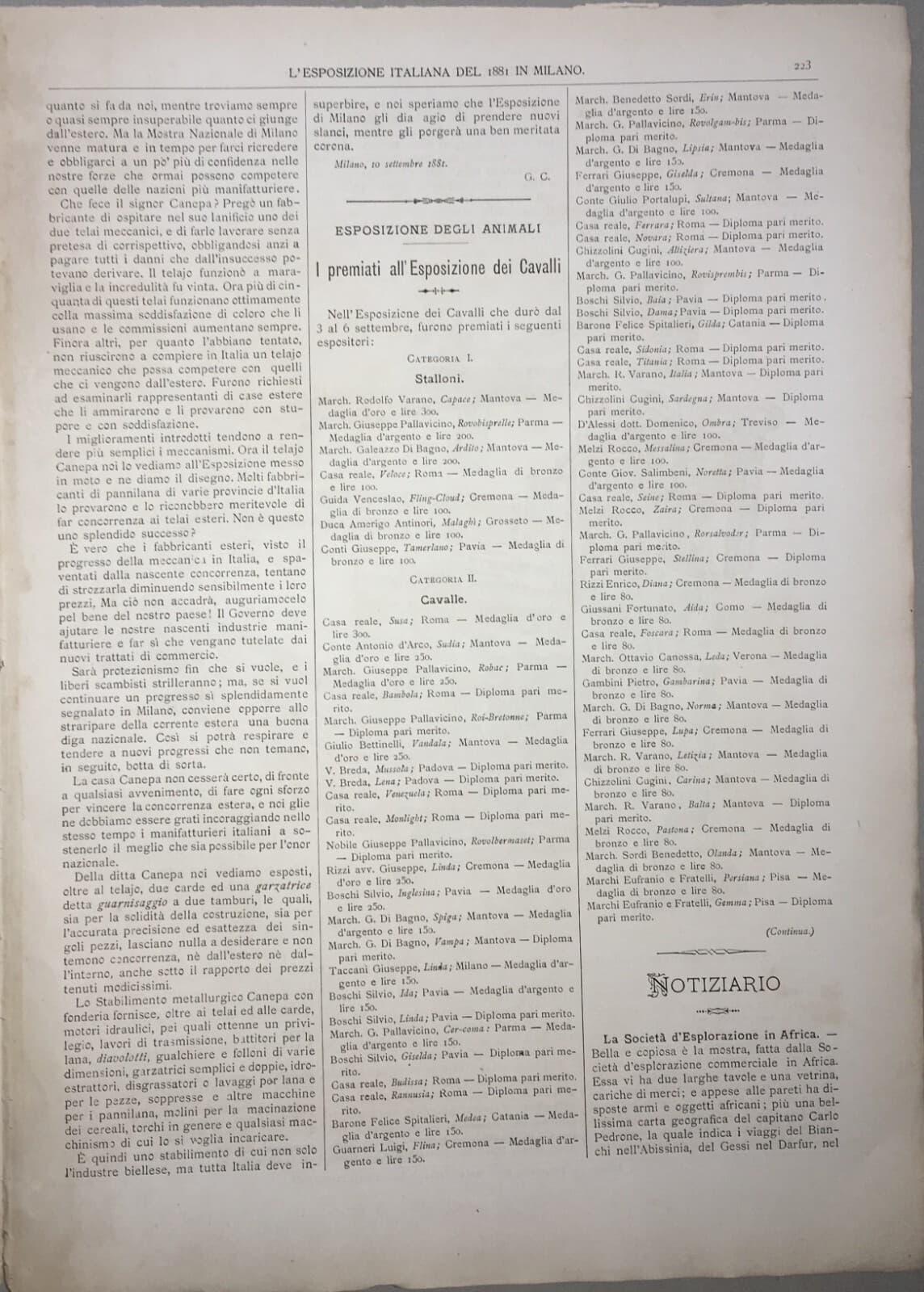 Milano: Esposizione Del 1881, Tessitura, Tessuti, Grande Telaio, Ditta Canepa, Biella