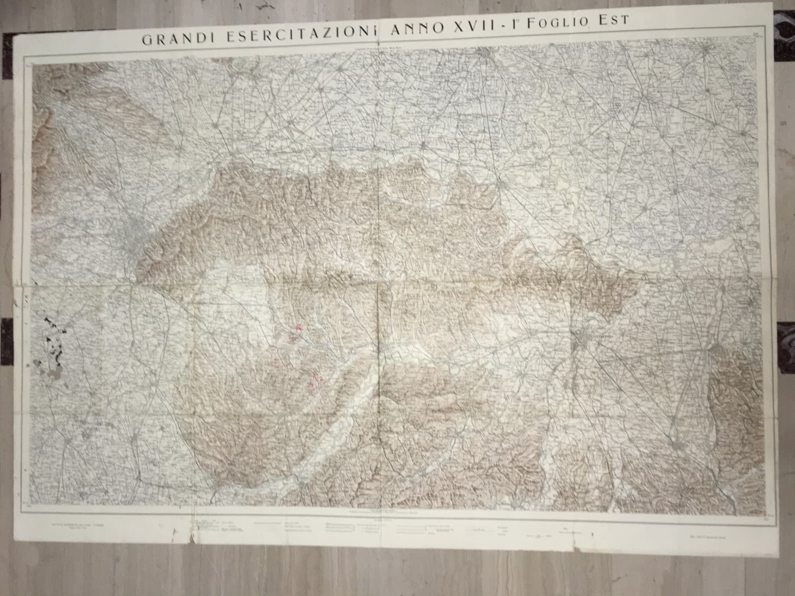 Militaria   Grande Cartografia d'Epoca   Torino, Alessandria, Asti, Vercelli   1939