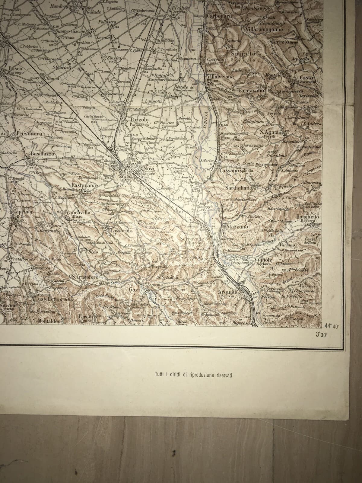 Militaria   Grande Cartografia d'Epoca   Torino, Alessandria, Asti, Vercelli   1939