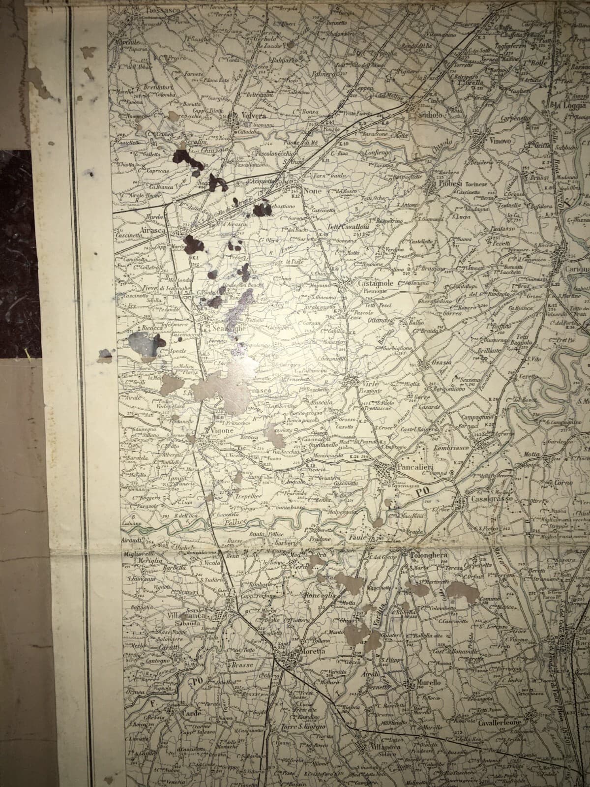 Militaria   Grande Cartografia d'Epoca   Torino, Alessandria, Asti, Vercelli   1939