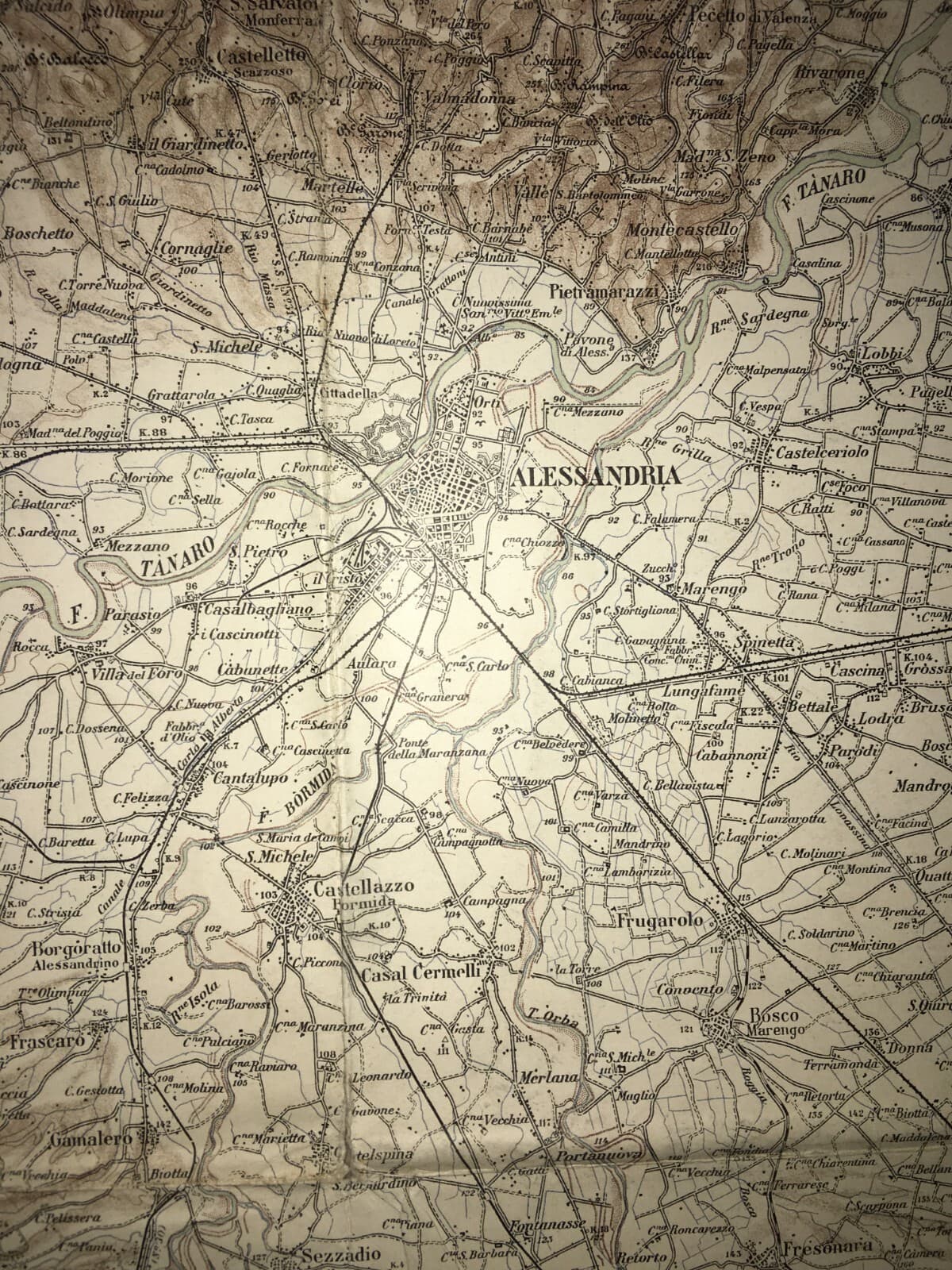 Militaria   Grande Cartografia d'Epoca   Torino, Alessandria, Asti, Vercelli   1939