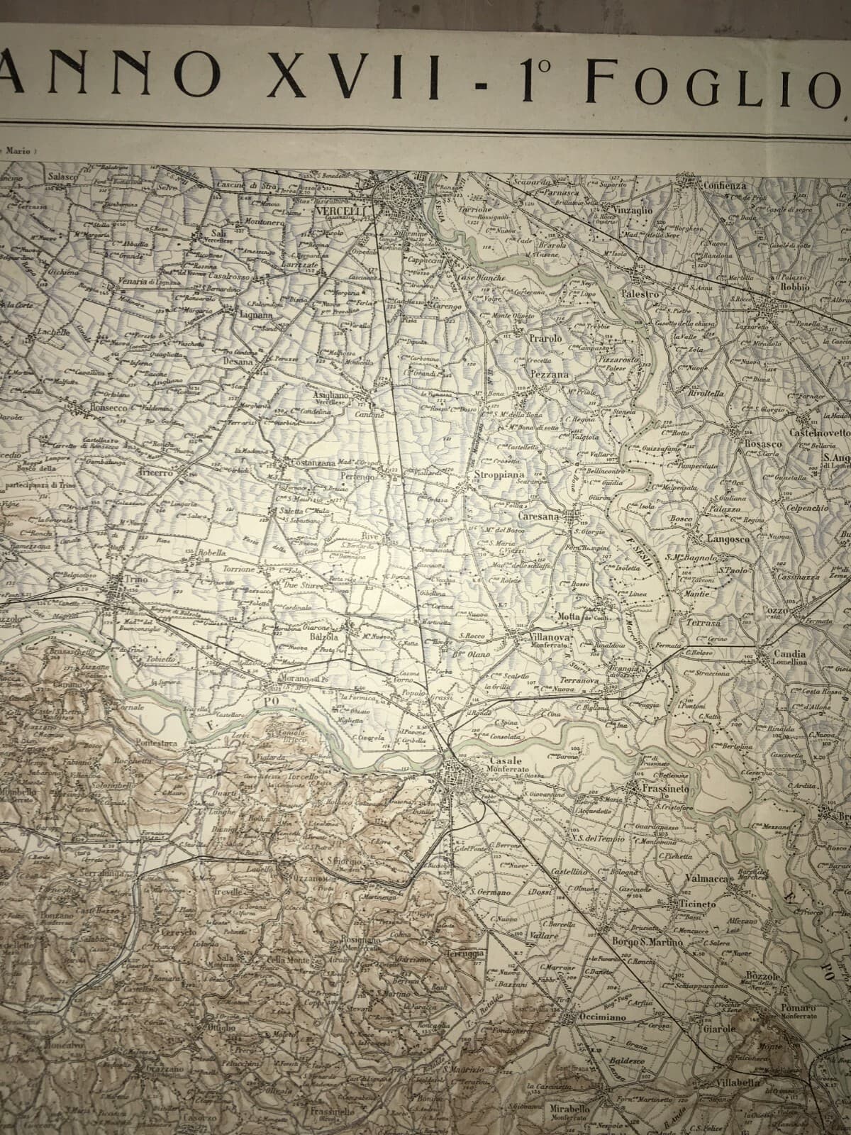 Militaria   Grande Cartografia d'Epoca   Torino, Alessandria, Asti, Vercelli   1939