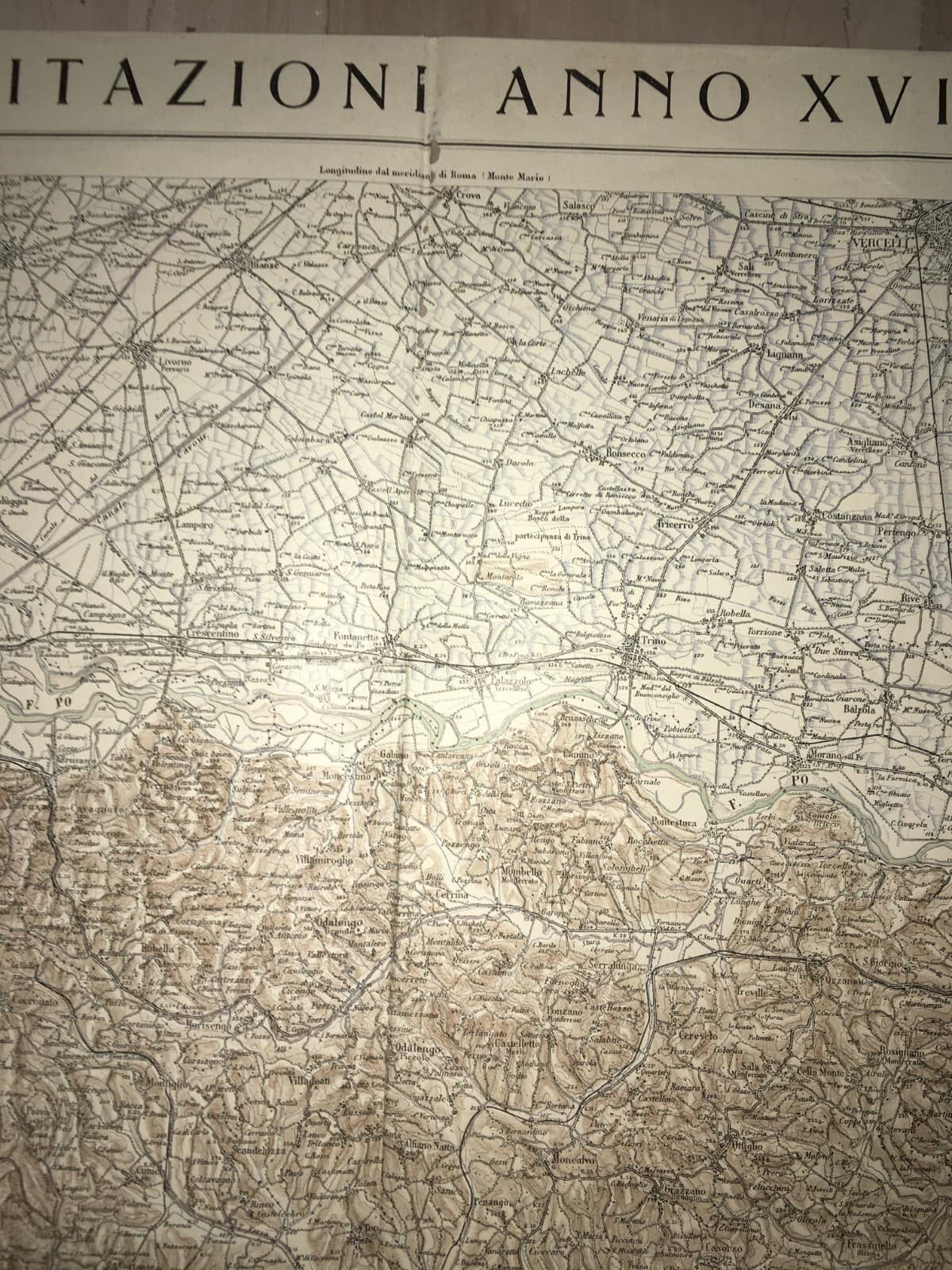 Militaria   Grande Cartografia d'Epoca   Torino, Alessandria, Asti, Vercelli   1939