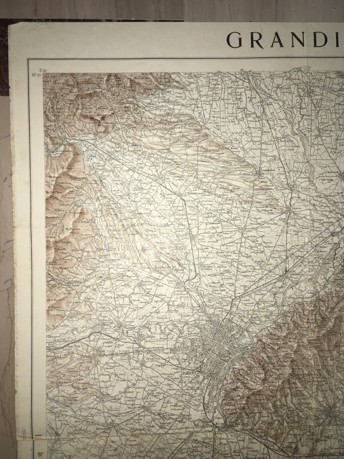 Militaria   Grande Cartografia d'Epoca   Torino, Alessandria, Asti, Vercelli   1939