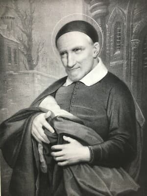 Arte Devozionale: San Vincenzo De' Paoli, Antica Litografia Di Geoffroy Da Cibot