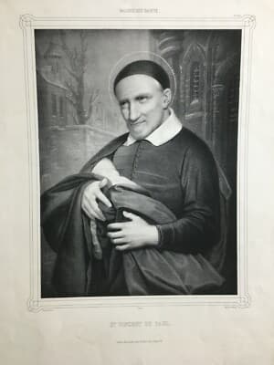 Arte Devozionale: San Vincenzo De' Paoli, Antica Litografia Di Geoffroy Da Cibot
