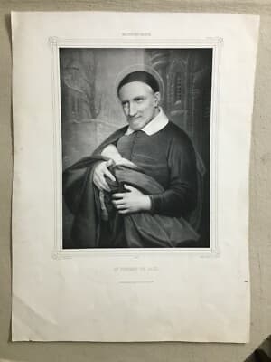 Arte Devozionale: San Vincenzo De' Paoli, Antica Litografia Di Geoffroy Da Cibot