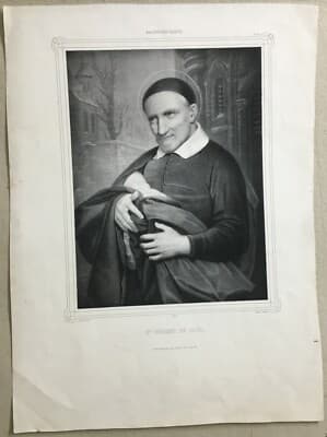 Arte Devozionale: San Vincenzo De' Paoli, Antica Litografia Di Geoffroy Da Cibot