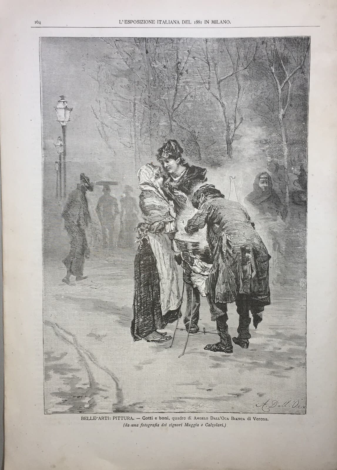 Milano: Esposizione Del 1881, Arte E Pittura. Angelo Dall'Oca Bianca (Verona). Stampa d'Epoca.