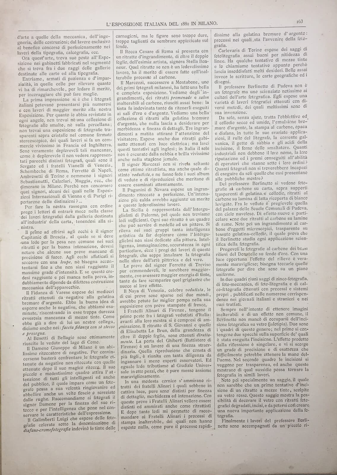 Milano: Esposizione Del 1881, Arte E Pittura. Angelo Dall'Oca Bianca (Verona). Stampa d'Epoca.