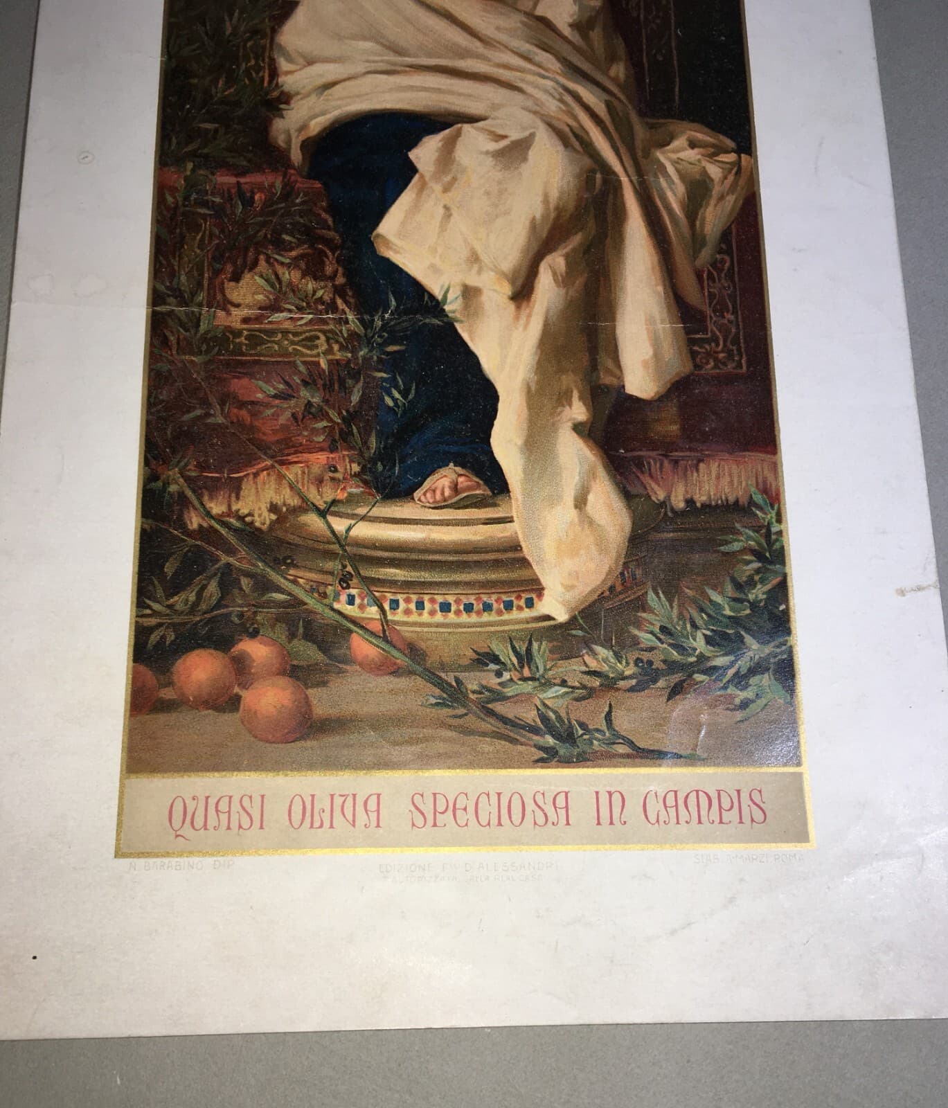 Arte Devozionale: Madonna Dell'Ulivo, Antica Cromolitografia Decorativa A Colori