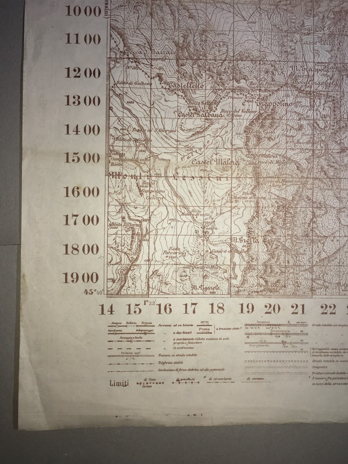 Militaria. Grande Guerra. Cartografia. Verona. Monte Obante. Vicenza. Longare. Stampa.