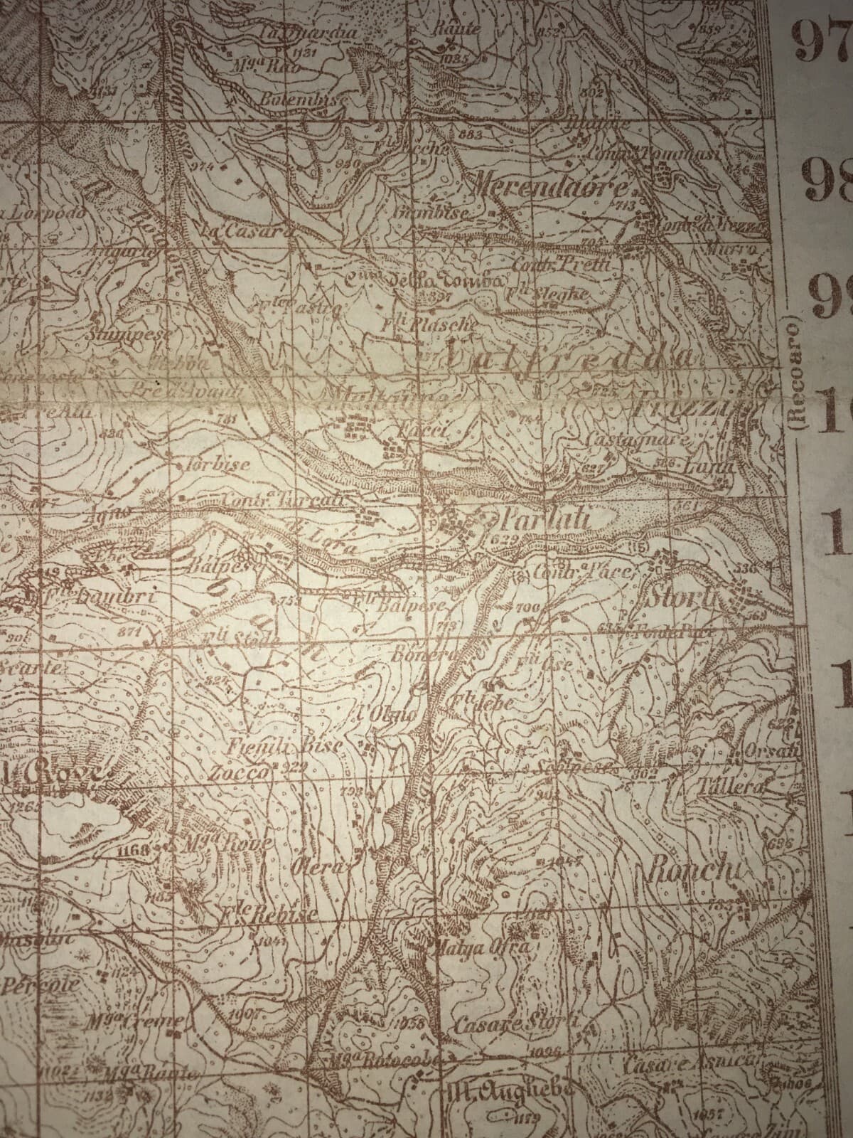 Militaria. Grande Guerra. Cartografia. Verona. Monte Obante. Vicenza. Longare. Stampa.