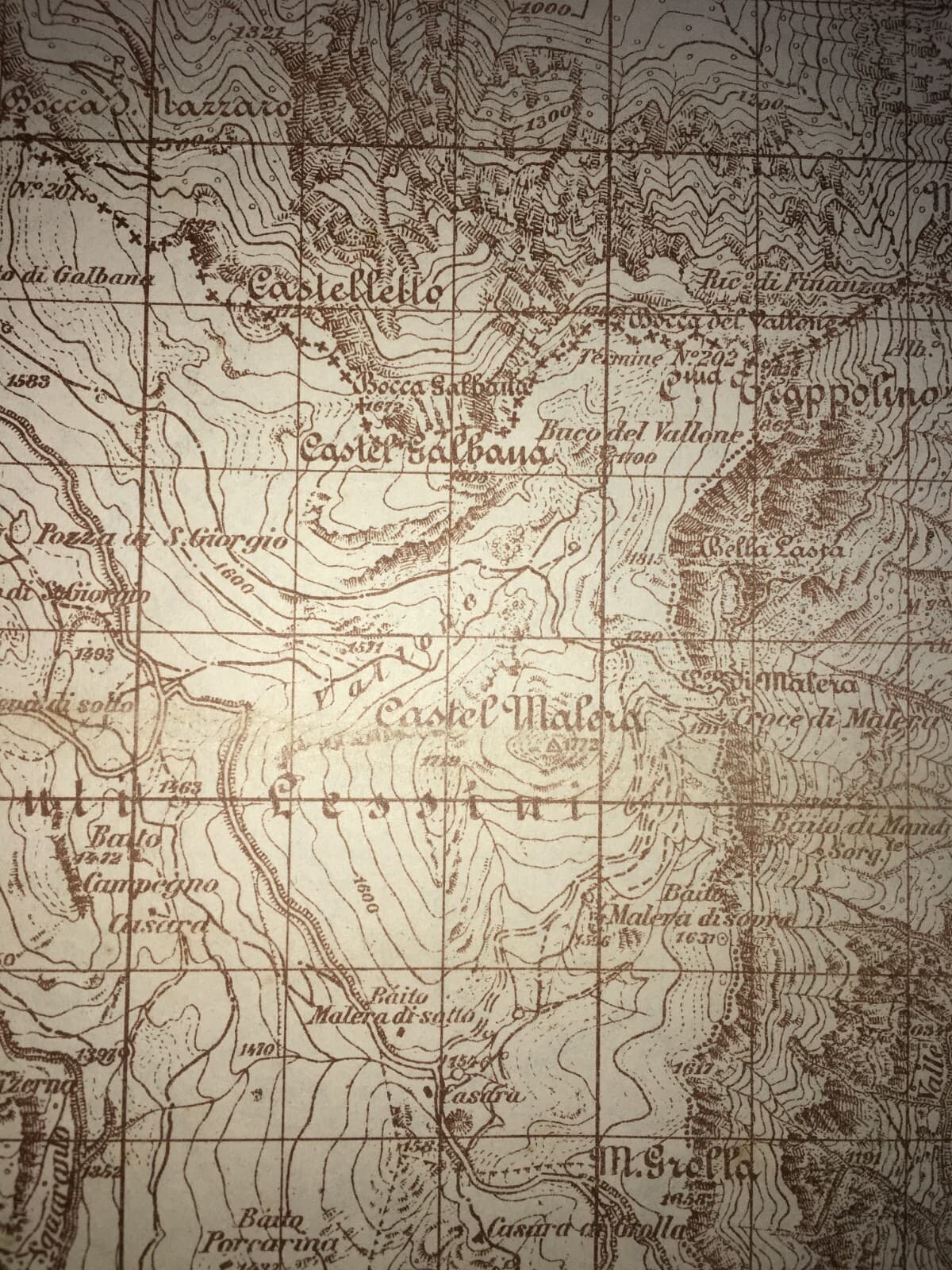 Militaria. Grande Guerra. Cartografia. Verona. Monte Obante. Vicenza. Longare. Stampa.