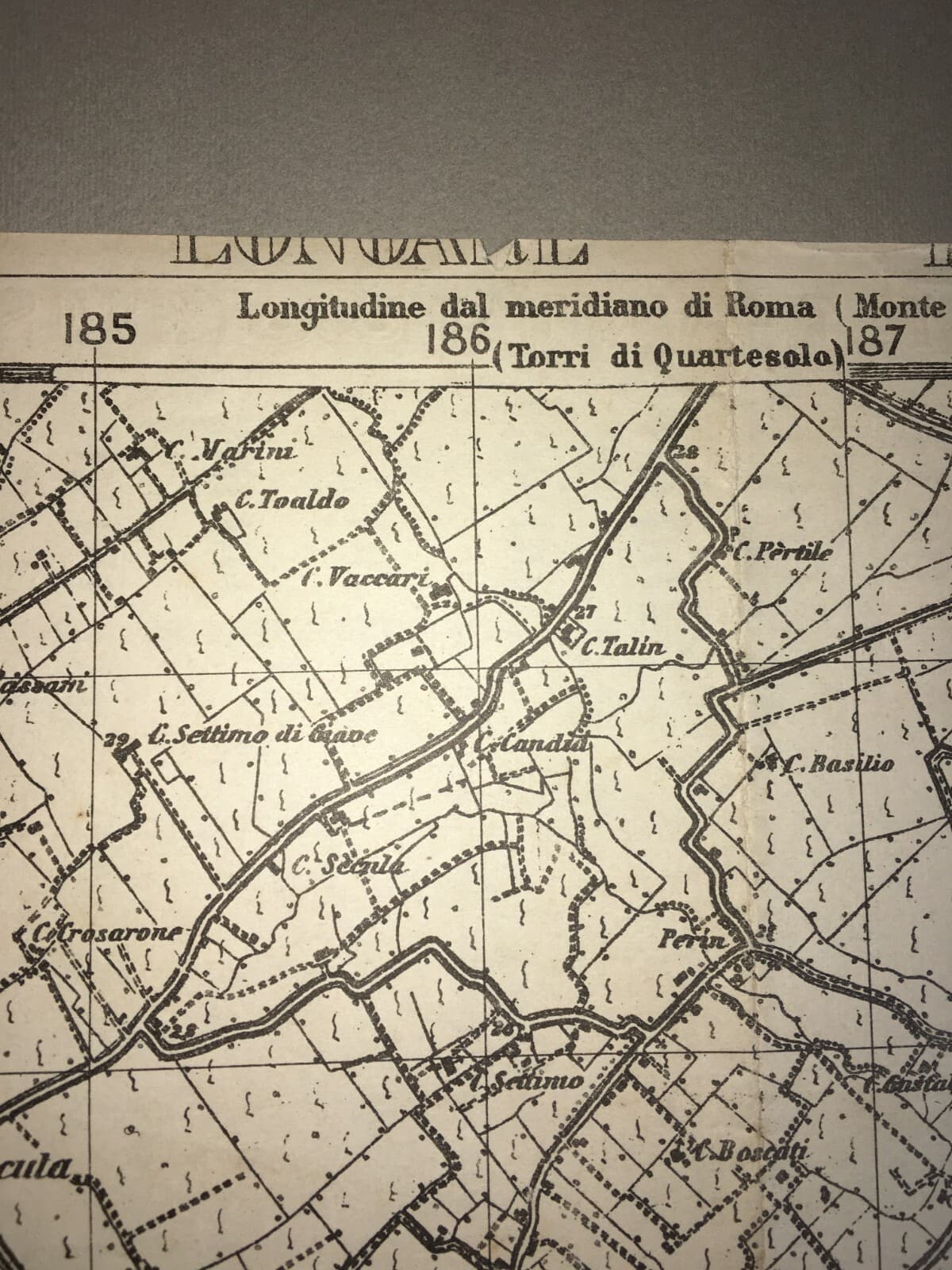 Militaria. Grande Guerra. Cartografia. Verona. Monte Obante. Vicenza. Longare. Stampa.