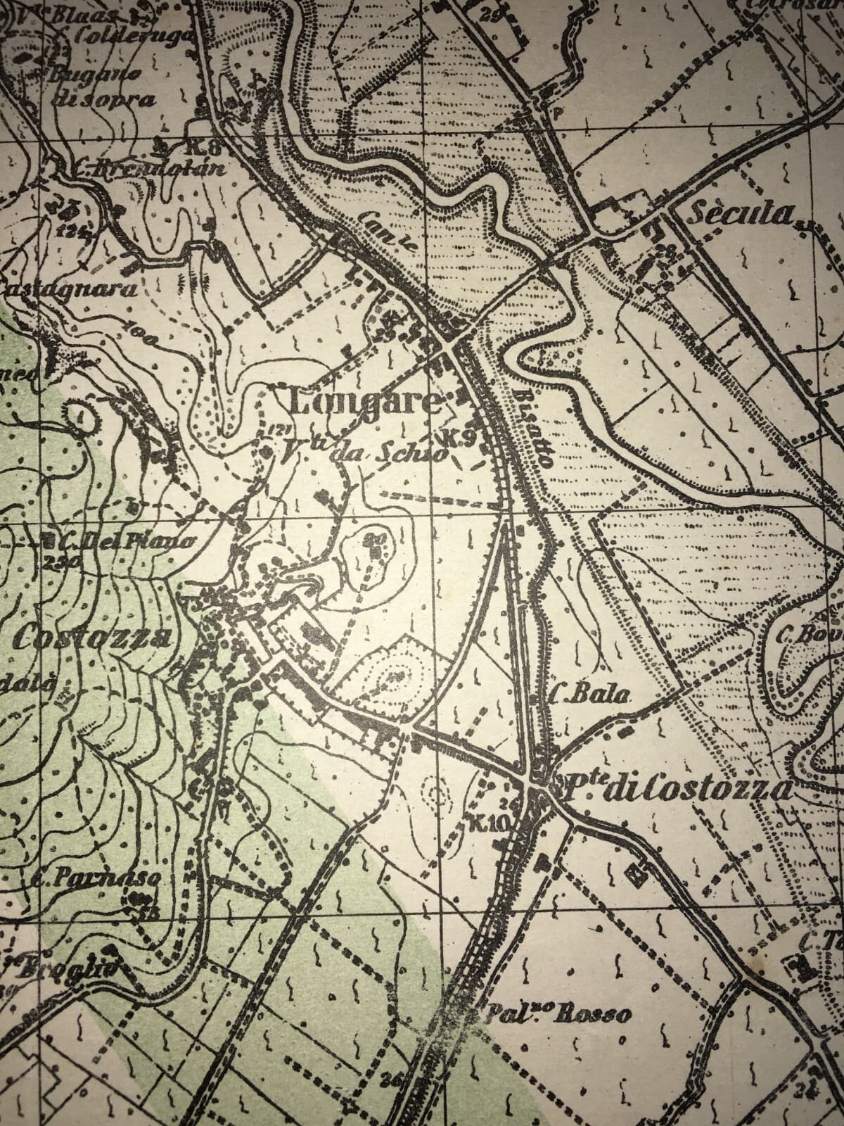 Militaria. Grande Guerra. Cartografia. Verona. Monte Obante. Vicenza. Longare. Stampa.