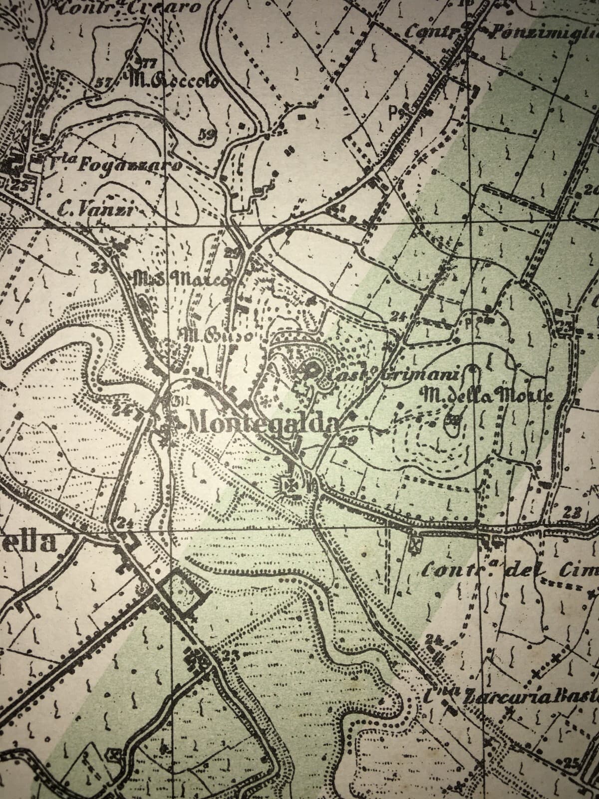 Militaria. Grande Guerra. Cartografia. Verona. Monte Obante. Vicenza. Longare. Stampa.