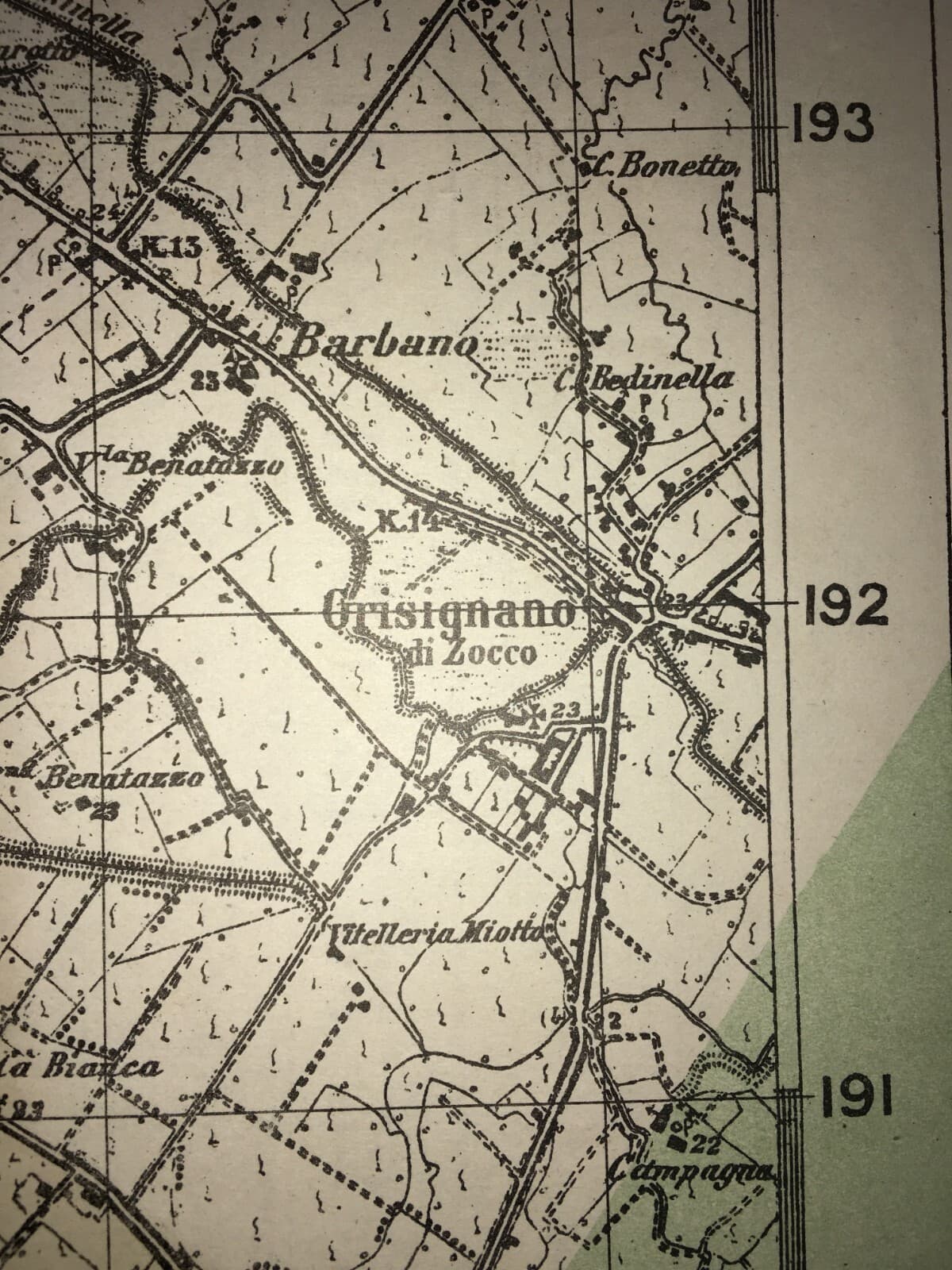 Militaria. Grande Guerra. Cartografia. Verona. Monte Obante. Vicenza. Longare. Stampa.