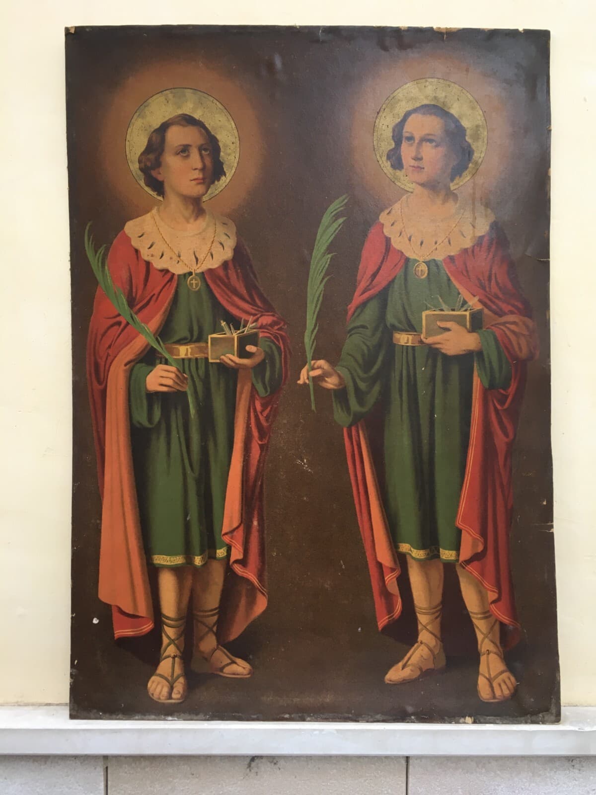 Medicina, Barbieri, Dolciaria, Arte Antica: Stampa Popolare Devozionale Dei Santi Medici