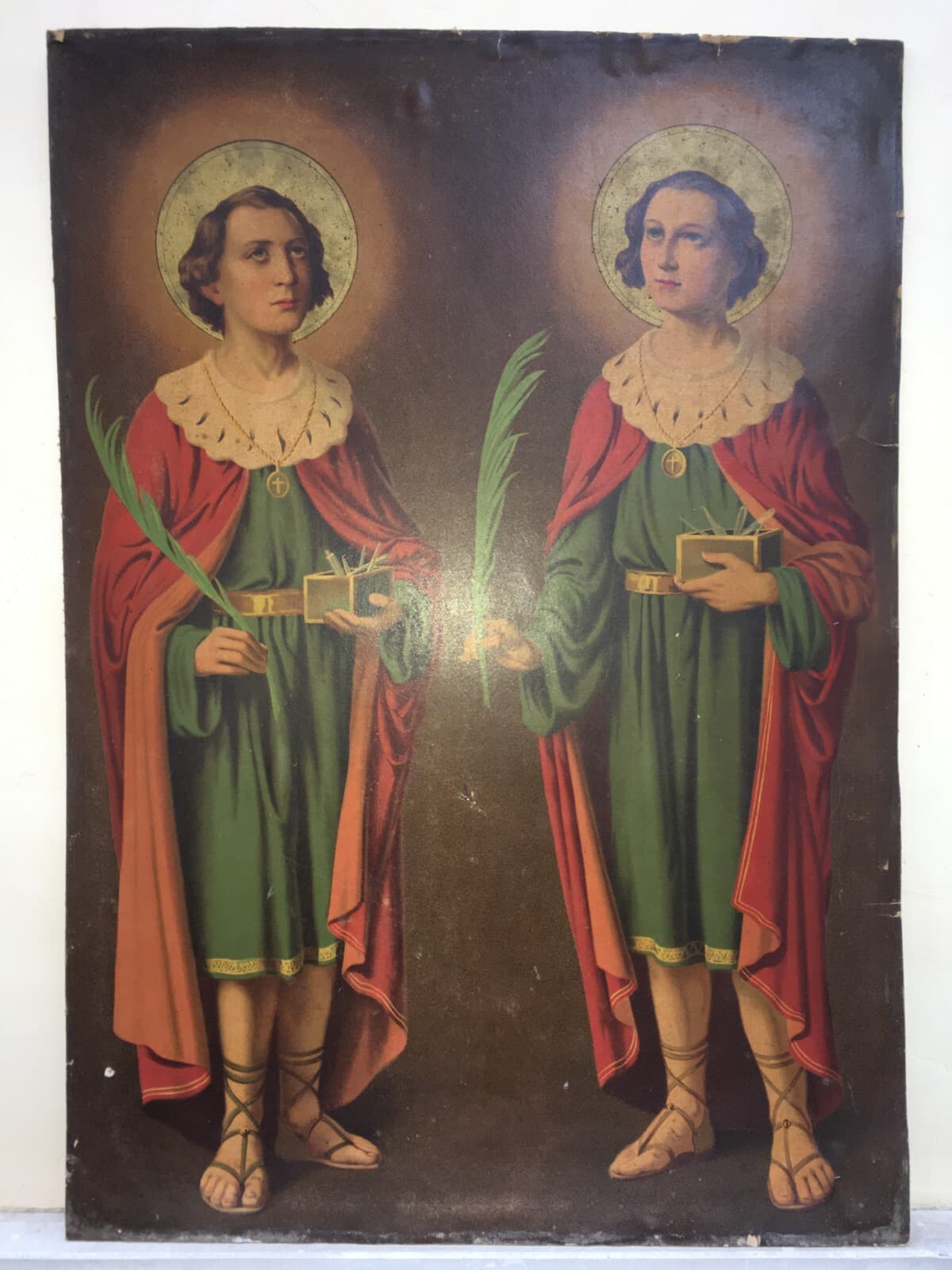 Medicina, Barbieri, Dolciaria, Arte Antica: Stampa Popolare Devozionale Dei Santi Medici