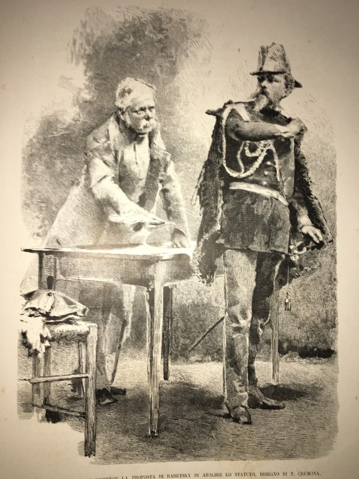 Vittorio Emanuele II E Radetsky: Abolizione Dello Statuto, Xilografia Di Tranquillo Cremona