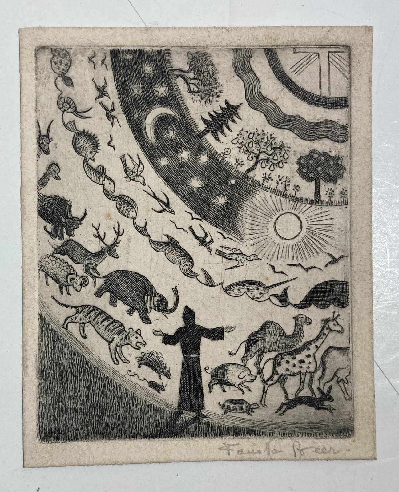 Suggestiva Grafica Artistica: Incisione Di Fausta Beer (Marche)