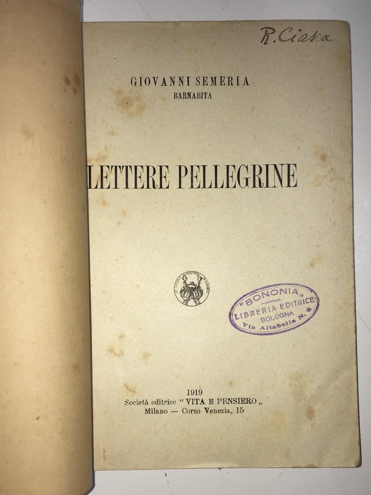 Meridione, Basilicata E Puglia: Istruzione E Asili. Giovanni Semeria, Lettere Pellegrine (1919).