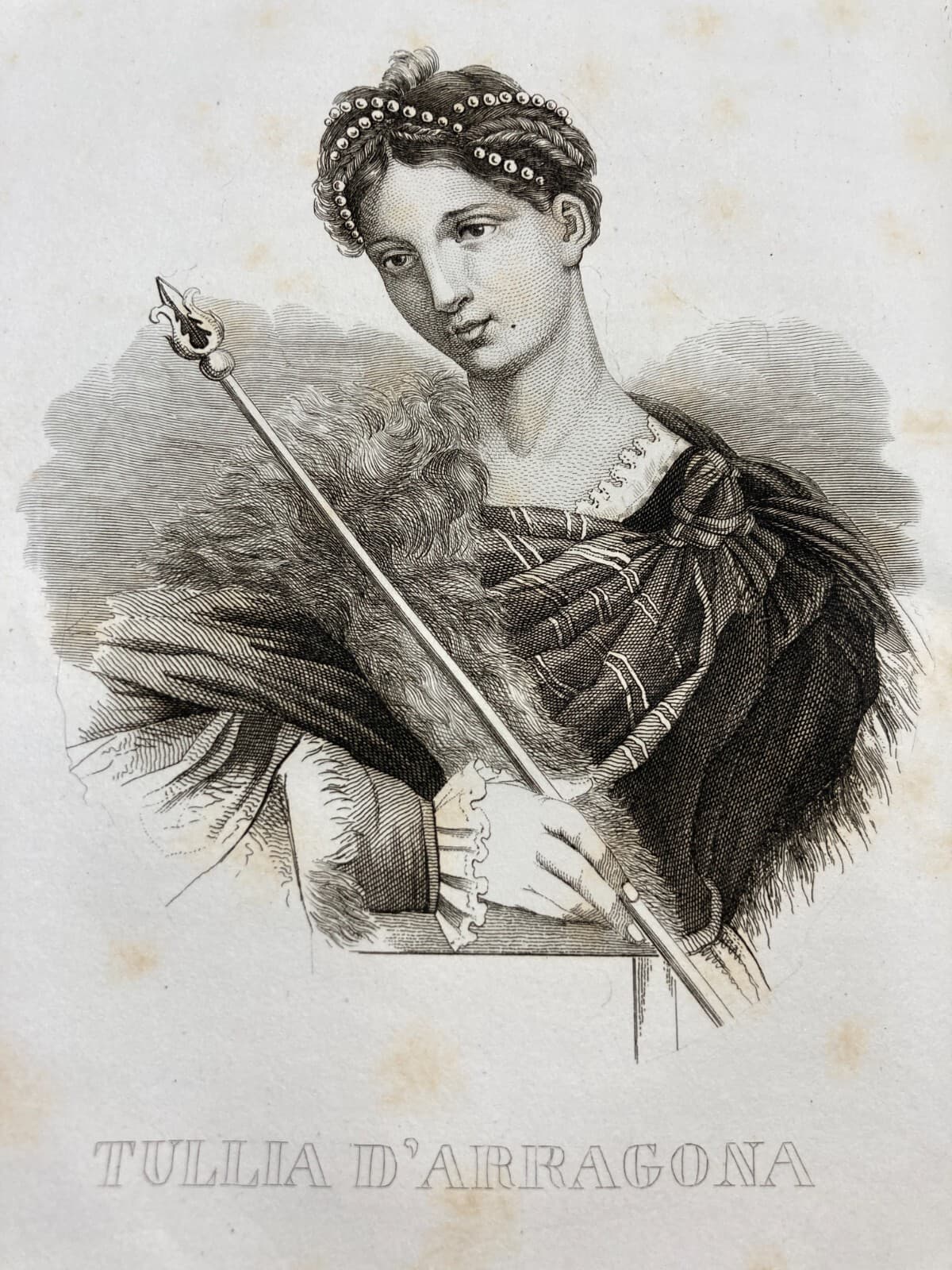 Arte Antica: Tullia d'Aragona, Ritratto Dell'800   Incisione Decorativa