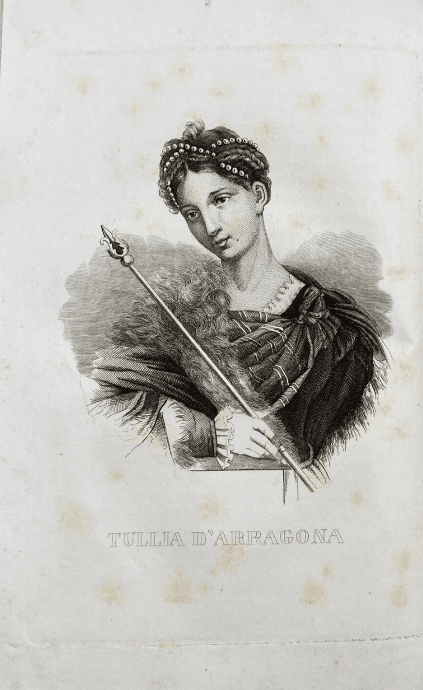 Arte Antica: Tullia d'Aragona, Ritratto Dell'800   Incisione Decorativa