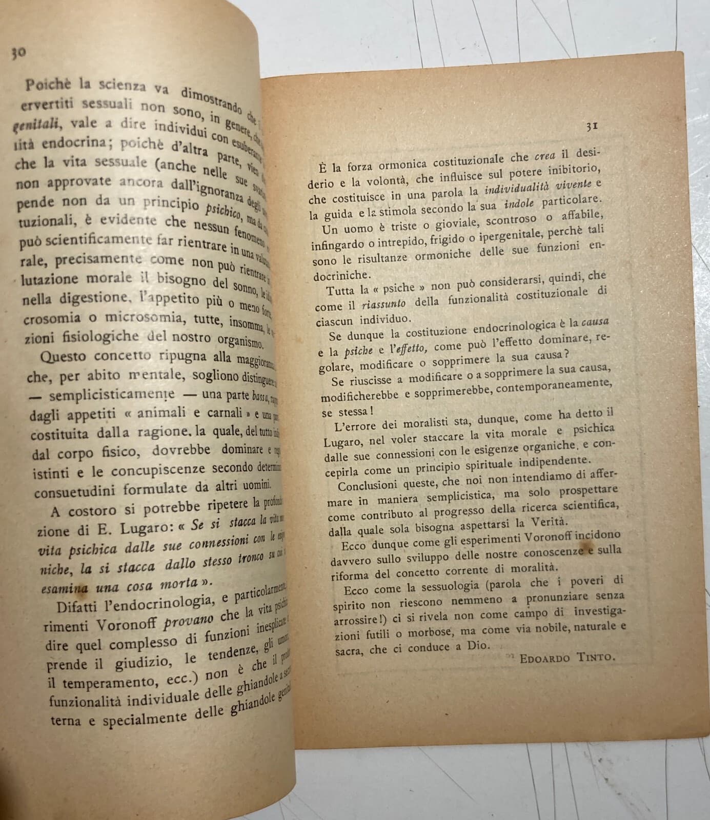 Medicina, Endocrinologia E Sessualità. Innesti Voronoff E Fenomeni Sessuali, Edoardo Tinto