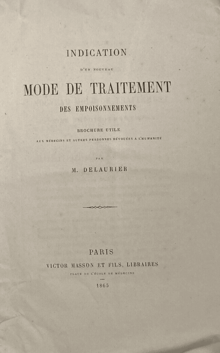 Medicina, Farmacia, Veleni E Avvelenamenti: Delaurier, 1865