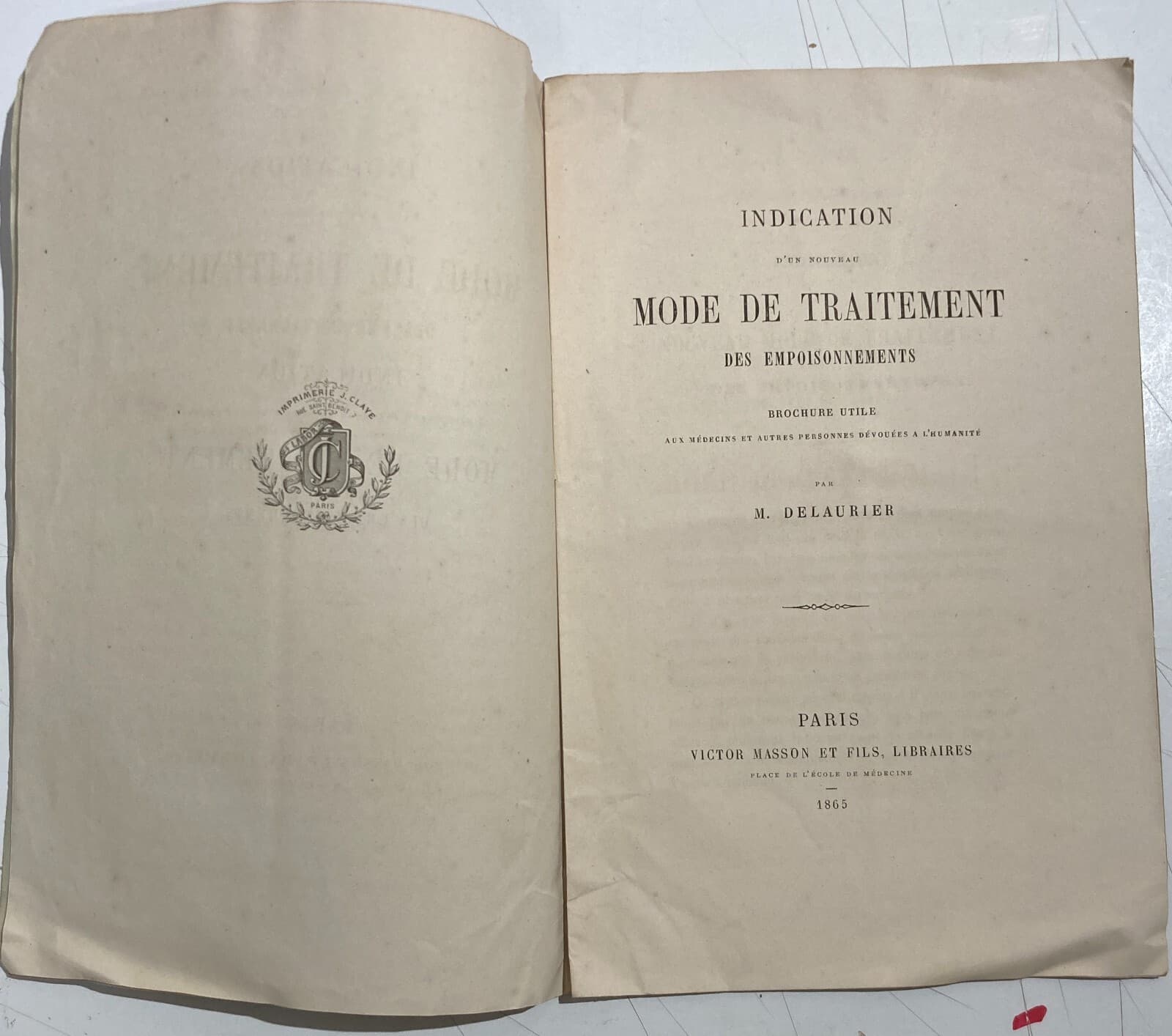 Medicina, Farmacia, Veleni E Avvelenamenti: Delaurier, 1865