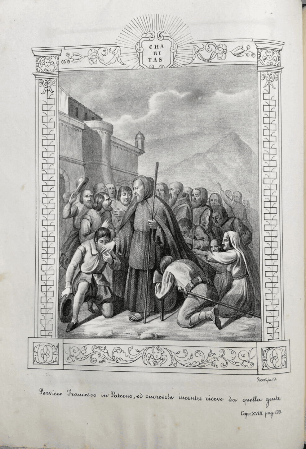 Antica Stampa Popolare Devozionale   San Francesco Di Paola   Paterno, Calabria   XIX Secolo