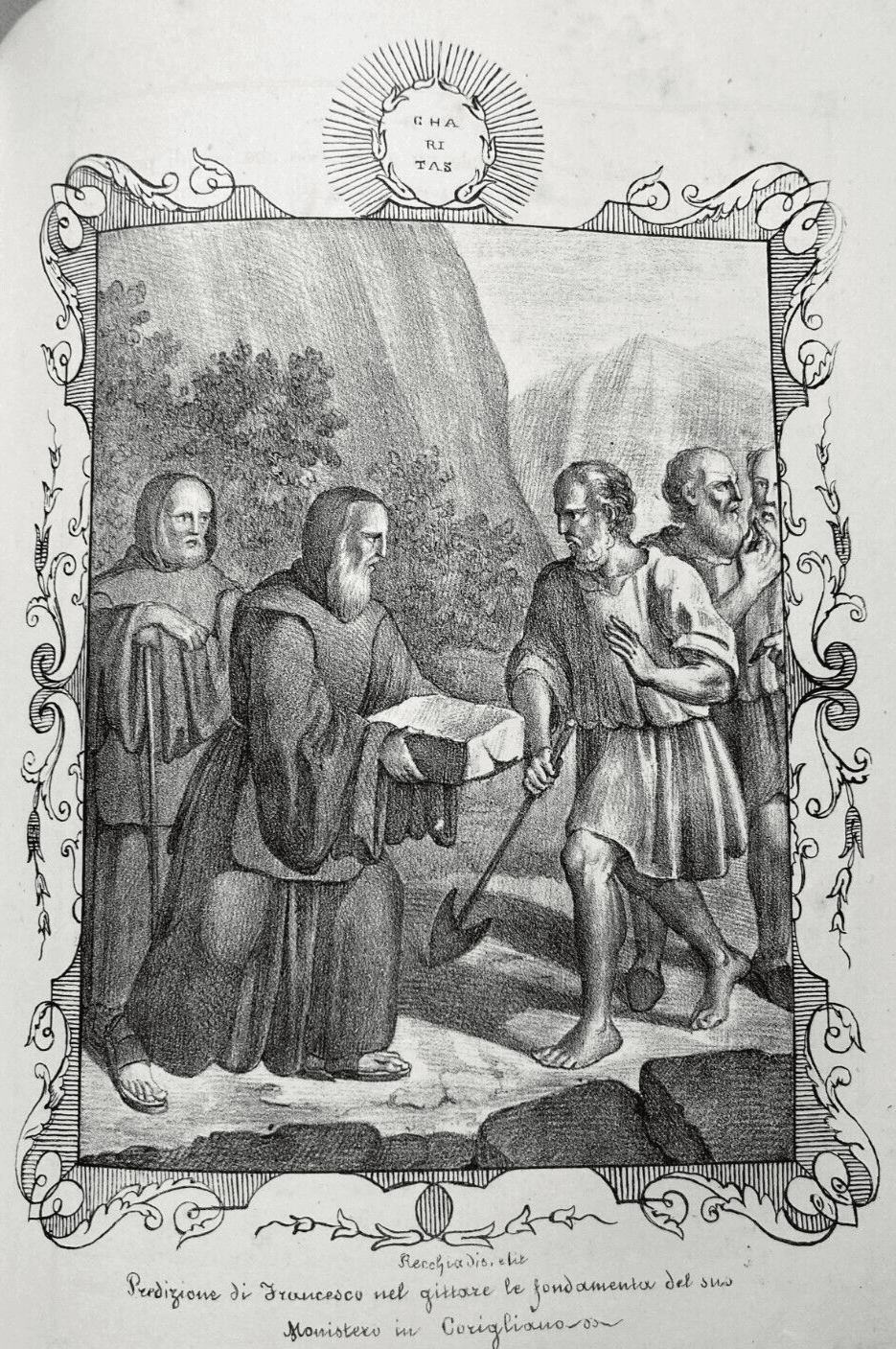 Antica Stampa Popolare Devozionale   San Francesco Di Paola A Corigliano   Litografia XIX Secolo