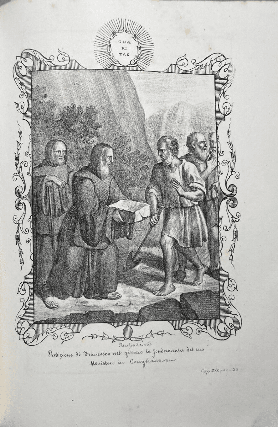 Antica Stampa Popolare Devozionale   San Francesco Di Paola A Corigliano   Litografia XIX Secolo