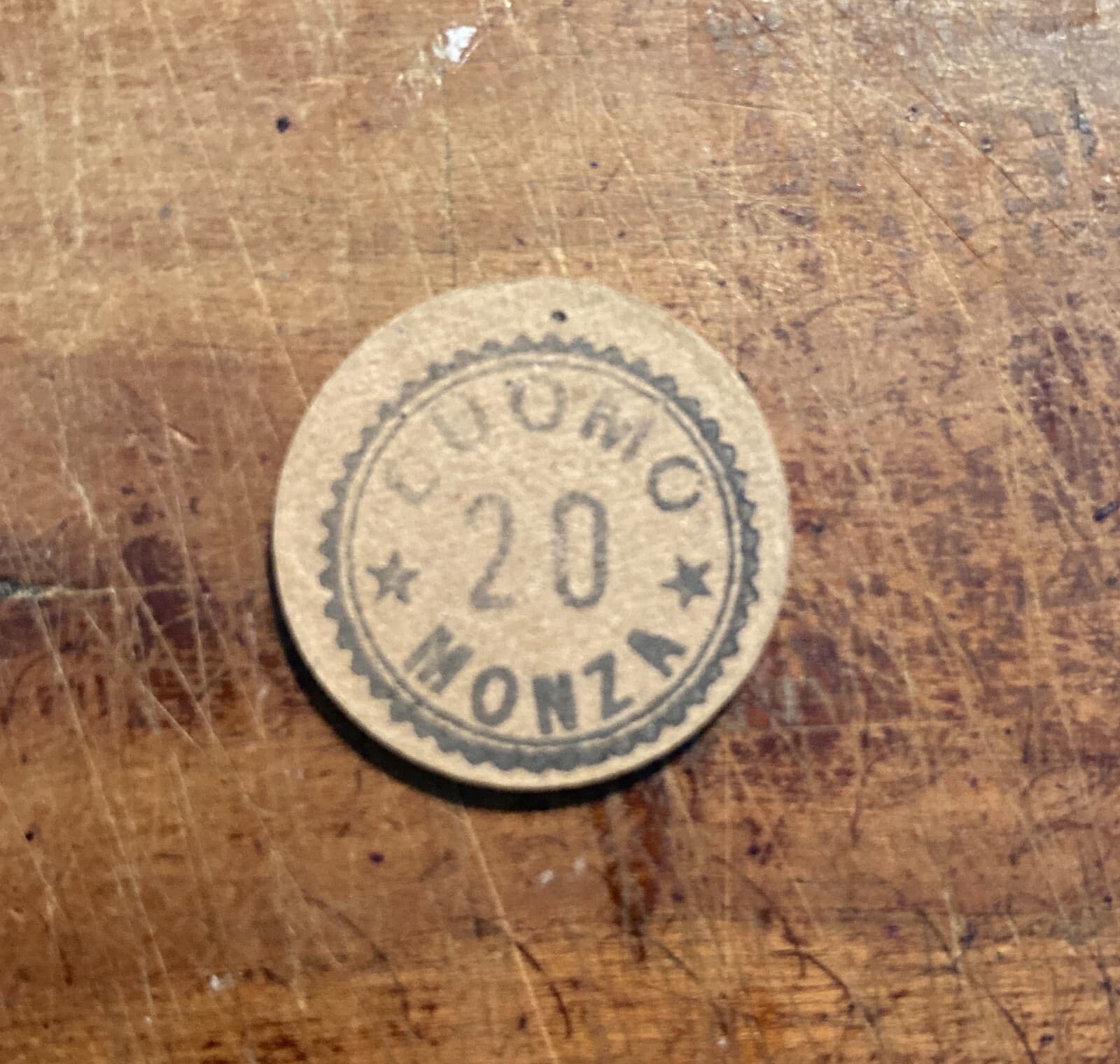 Milano Monza, Gettone Tramviario d'Epoca In Cartone Pressato