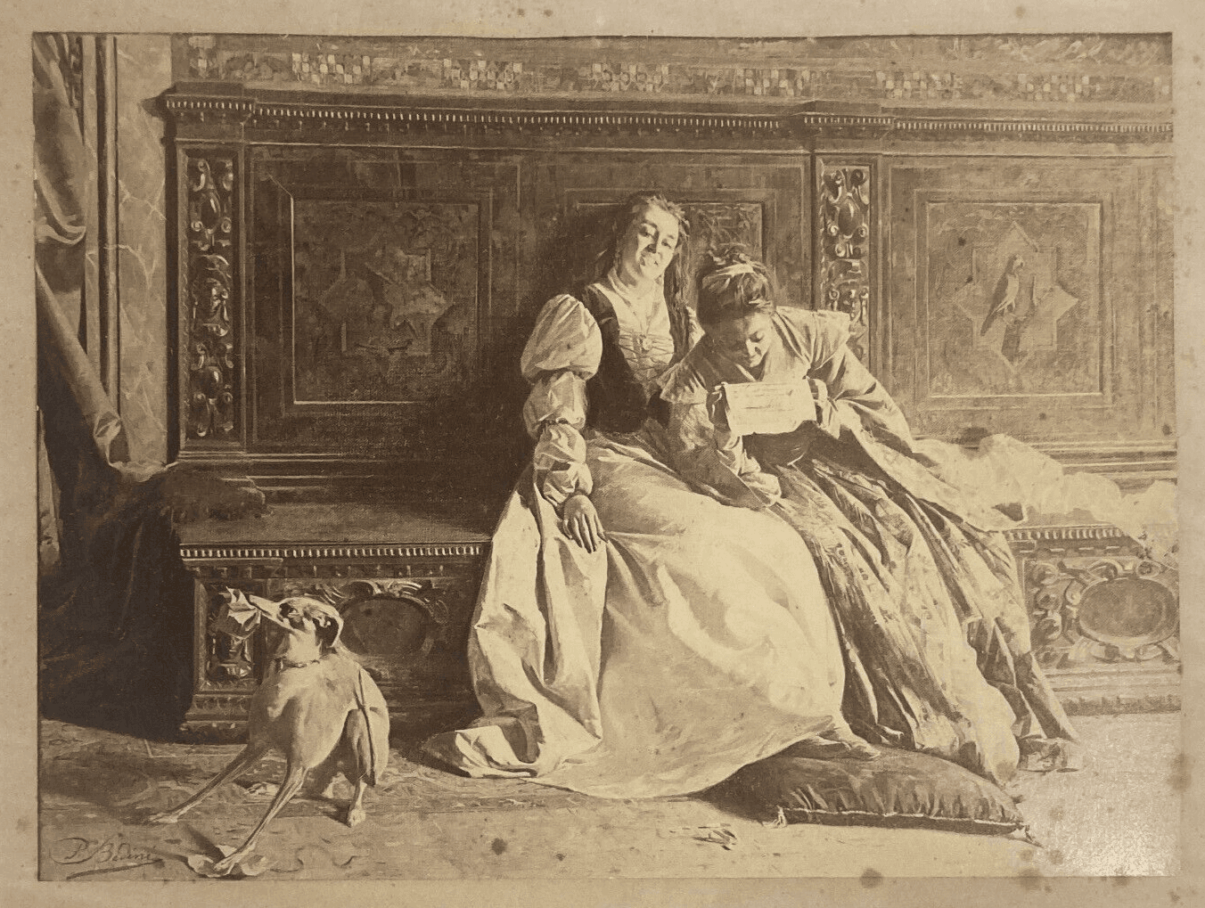 Antica Fotografia: Pergamena Amorosa (Paolo Bedini), Fotografo Bertinazzi, Bologna