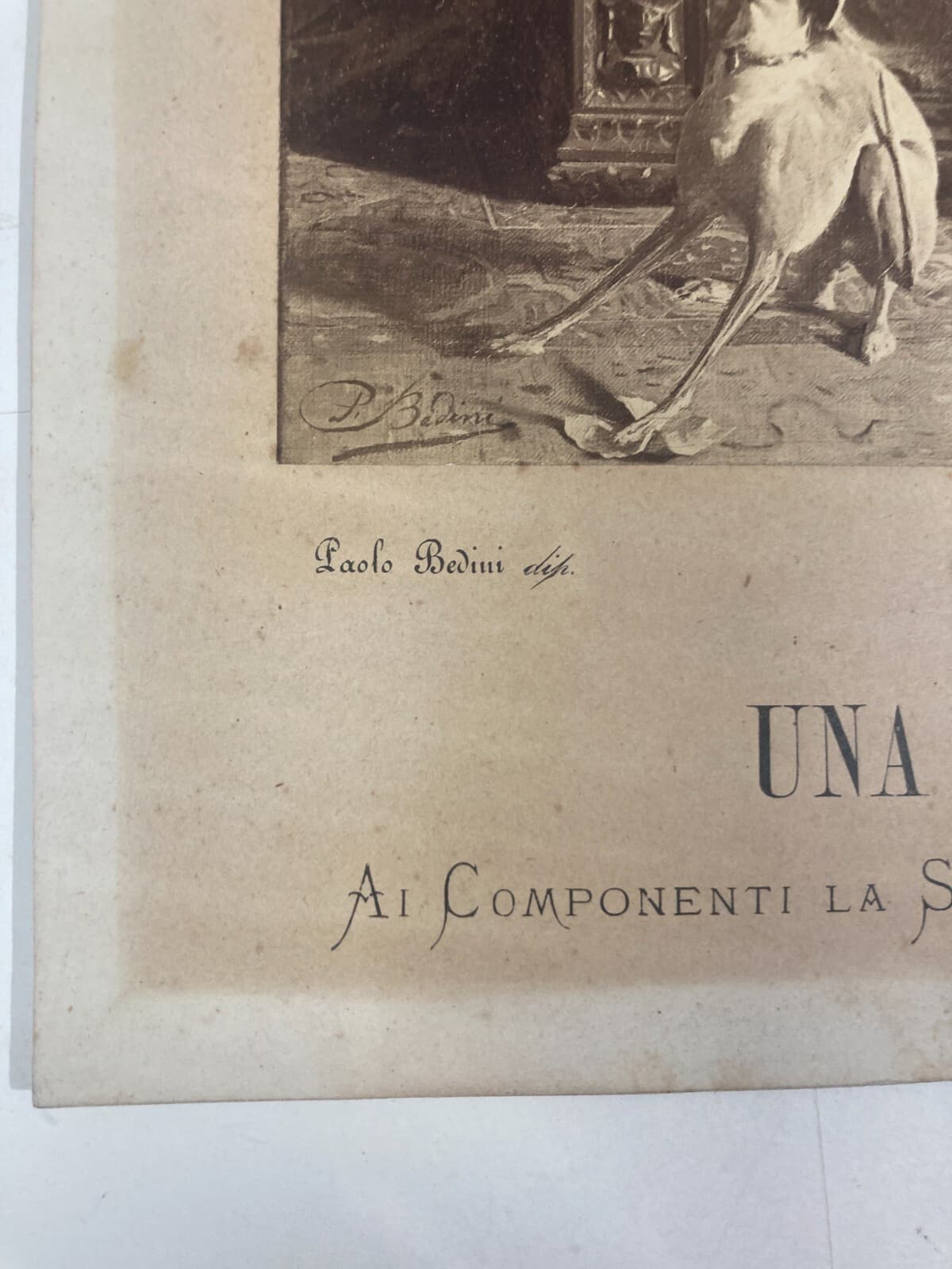 Antica Fotografia: Pergamena Amorosa (Paolo Bedini), Fotografo Bertinazzi, Bologna