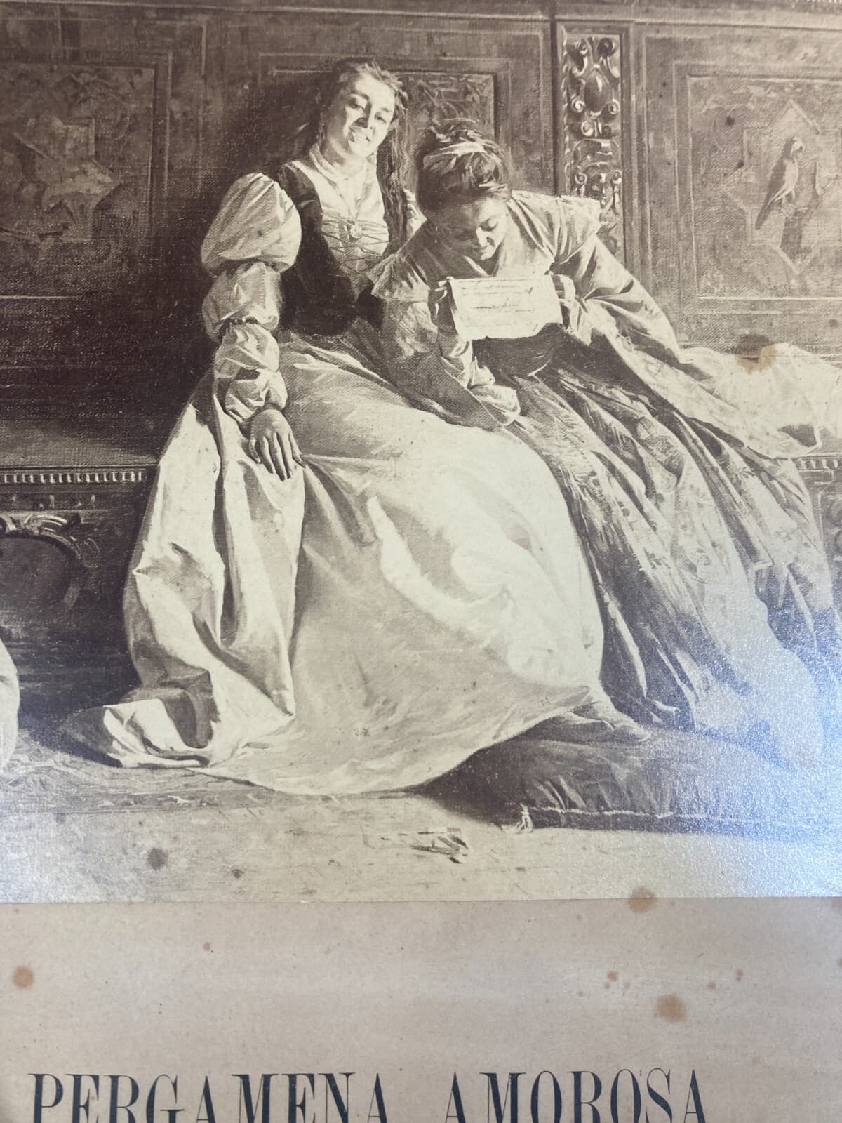 Antica Fotografia: Pergamena Amorosa (Paolo Bedini), Fotografo Bertinazzi, Bologna