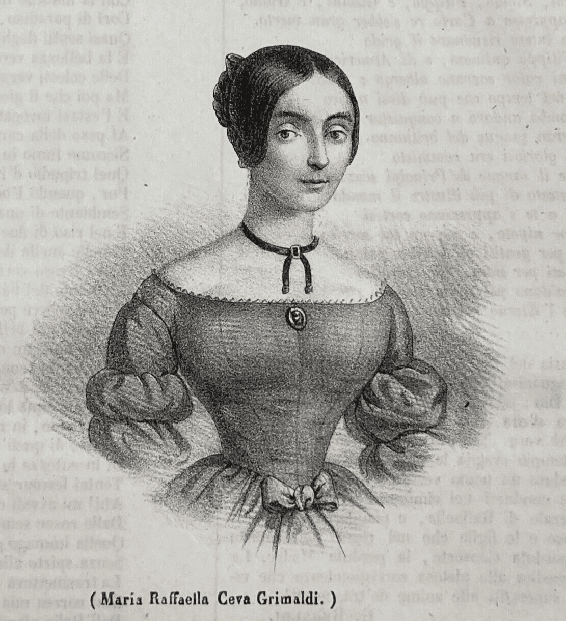 Ritratto Di Maria Raffaella Ceva Grimaldi (Pietracatella)   Litografia Del 1847