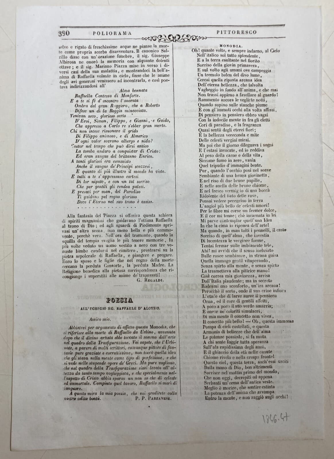 Ritratto Di Maria Raffaella Ceva Grimaldi (Pietracatella)   Litografia Del 1847